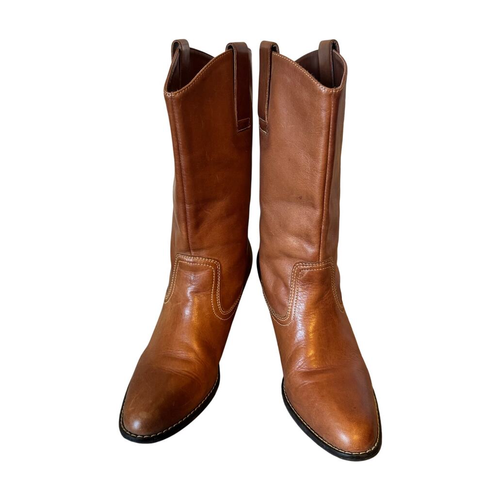 Bakers cognac brown leather Western boots Women’s size 8 block heel almond toe - Picture 3 of 9